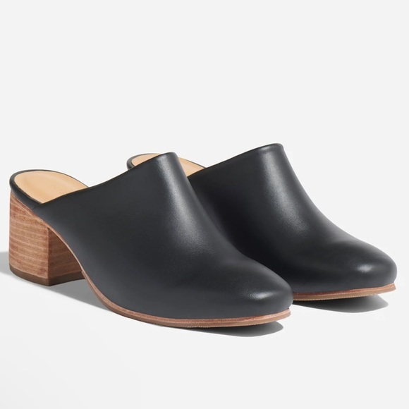 Nisolo All Day Black Leather Heeled Mule Size 8 - Picture 2 of 8